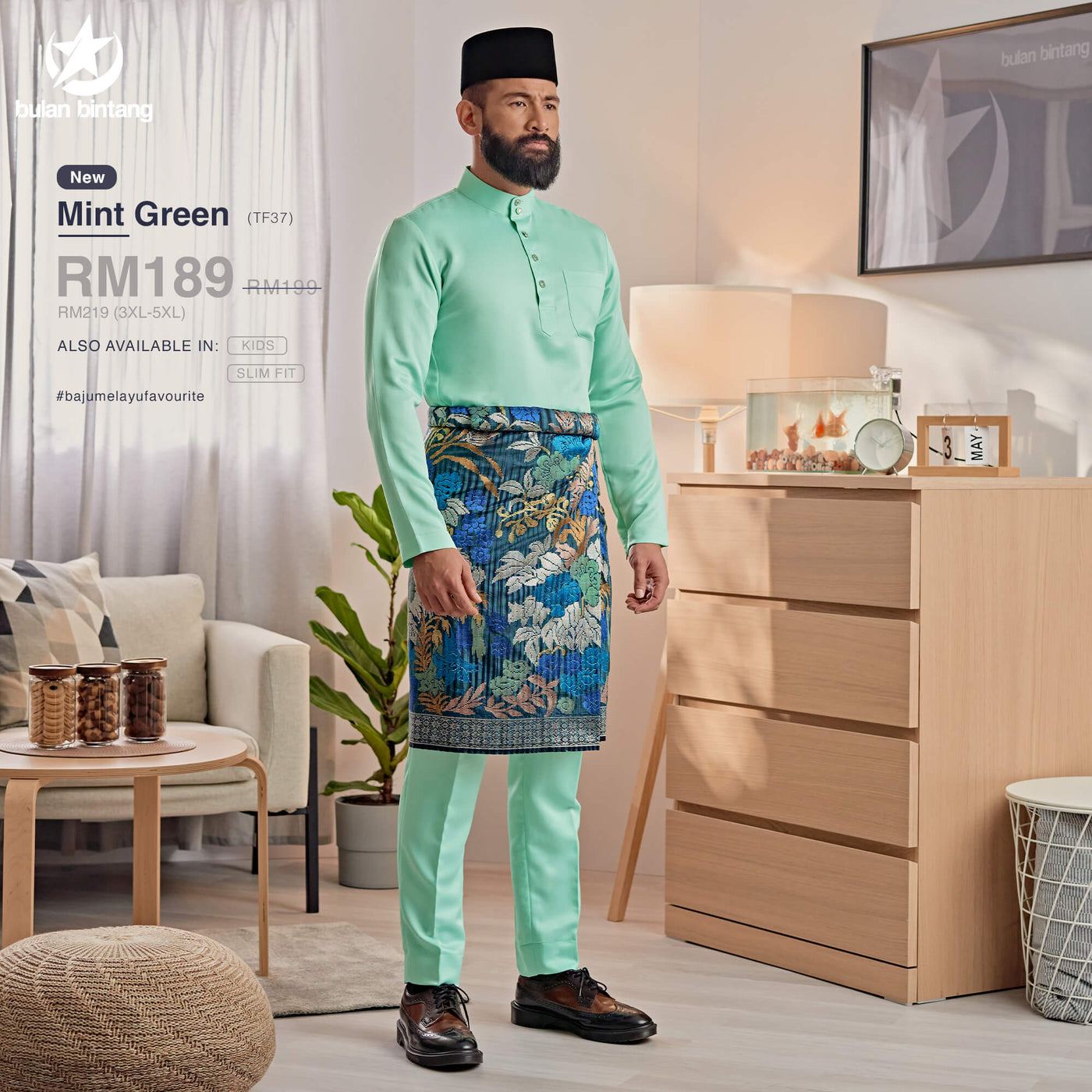 Baju Melayu Tailored Fit Mint Green ...